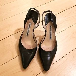 Manolo Blahnik Carolyne Classic Black Slingback Heel Size 36